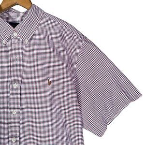 RALPH LAUREN Plaid Embroiderrd Polo Logo Button Down Oxford Shirt